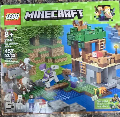 Lego Minecraft 21146 The Skeleton Attack 457 Pcs New Sealed In Original Box