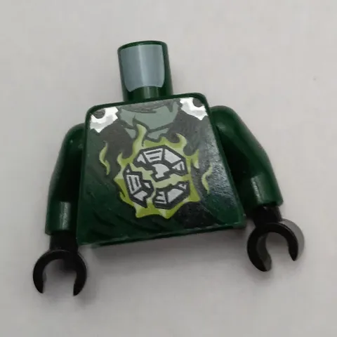 LEGO Minifigure Torso Dark Green Arms Black Hands Printed Front Back 1pc