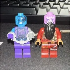 Lego Guardians Minifigure Lot of 2 Alien Figures - Blue & Purple Heads Plastic