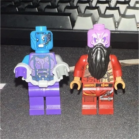 Lego Guardians Minifigure Lot of 2 Alien Figures - Blue & Purple Heads Plastic
