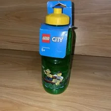 HTF New Lego City Swamp Police Green Drinking Plastic Water Bottle 853464