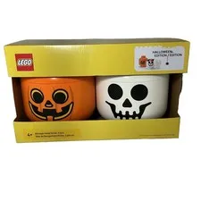 LEGO Storage Head Small 2 Pcs Halloween Edition Pumpkin Skeleton New in Box