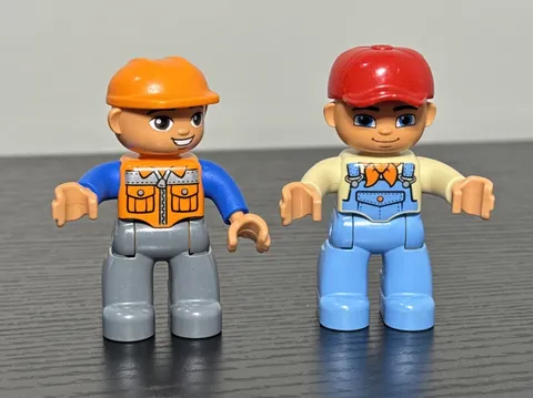 Lego Duplo Figures Male Man Construction Worker & Ville Brick Man W/ Overalls