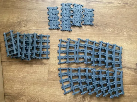 Lego Train Tracks Lot - 7 Straight, 16 Curved and 16 Flexible Track Pieces