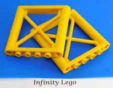 2 LEGO Yellow Support 1 x 6 x 5 Girder Rectangular Crane Arm Cross Gate (64448)