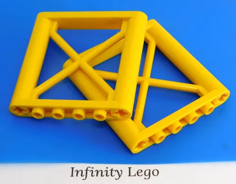 2 LEGO Yellow Support 1 x 6 x 5 Girder Rectangular Crane Arm Cross Gate (64448)