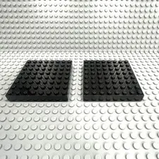 Lego Brick Thick Plate 8X8 - City Town Castle 4201 / 43802  (Lot of 2) : Black