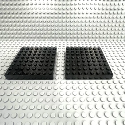 Lego Brick Thick Plate 8X8 - City Town Castle 4201 / 43802  (Lot of 2) : Black