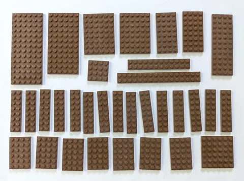 Lot of large vintage Brown LEGO Plates - 2x8 2x16 4x4 4x6 4x8 6x6 6x8 6x12 6x14