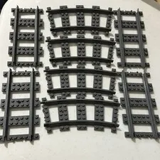 LEGO Train Tracks 4 pcs 53400 Curved + 4 pcs 17275 Straight Tracks