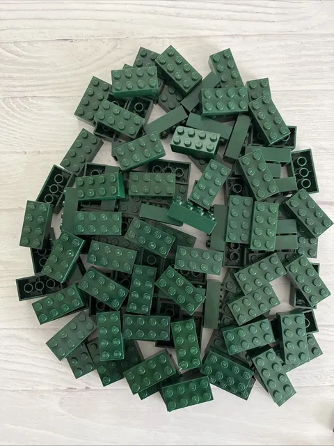 LEGO DARK GREEN LOT 105 PCS 2X4 BRICK BLOCK BUILDING PIECES