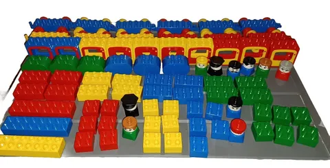 Lego Duplo 80 Pieces Total 12 Train Bases People  Vintage