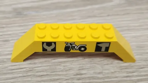 Lego 30180pb02 Yellow Slope 45 10 x 2 x 2 w/ Double Tools and Motorcycle Pattern