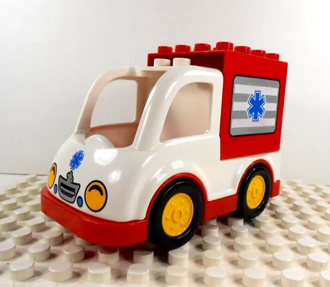 Lego Duplo Item Ambulance w/ Patient Compartment white/red w/ yellow wheels