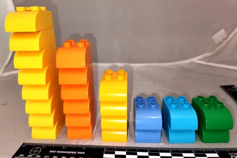 Lego DUPLO Lot of 24 Curved Front Slope Bricks Yellow, Green, Blue, Orange, Teal