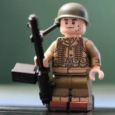 LEGO Minifig Co. Custom WW2 US Army Ranger Machine Gunner With BrickArms