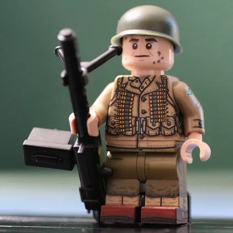 LEGO Minifig Co. Custom WW2 US Army Ranger Machine Gunner With BrickArms