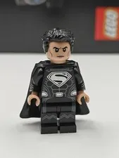 NEW DC Comics Superman (Black Suit, Hard Cape) Custom Lego Minifigure Clark Kent