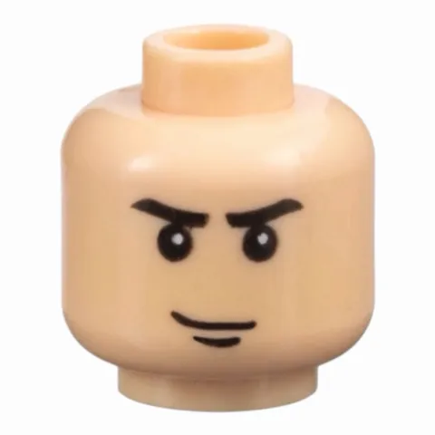 LEGO Minifigure, Head Black Eyebrows and Chin Dimple, Smirk