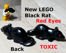 New LEGO Rat Black Red Eyes TOXIC ANIMAL Subway Sewer Halloween Creepy Rodent