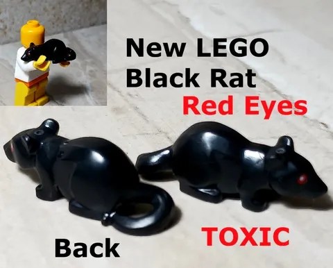 New LEGO Rat Black Red Eyes TOXIC ANIMAL Subway Sewer Halloween Creepy Rodent
