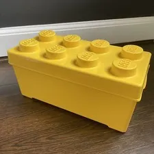 Lego Brick Yellow Storage Box Bin Case w/ Lid 2x4 8-Stud 14”