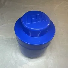 LEGO Storage Brick Container Round Blue Stud Piece 2012 Authentic Clean