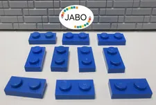 (J7/2/6) LEGO 10 x 3023 Flat Plate 1x2 Blue