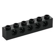 LEGO Part 3894 - Black Technic Brick 1 x 6 [5 Pin Holes]