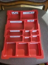8 LEGO 54572 Red Dacta 13 Compartment Storage Bin Upper Trays 6 Stickered 2005