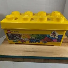 LEGO Storage Brick Container Yellow 8 Stud Hard Plastic LEGOS 6 inch lot of 3