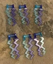 LEGO Lot of 6 Wave Angular ZigZag w Marbled Trans-Purple Blue Pattern part 59233