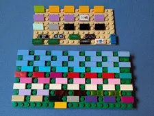 84 LEGO parts pieces, assorted colors, 60 1x2 tiles 3069, special slopes