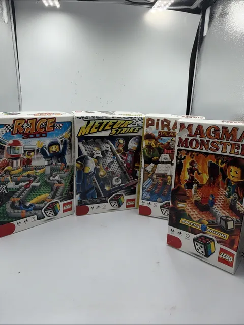 LEGO Magna ,Meteor strike,Pirate cove Race Board Games Lot Complete w/ Boxes