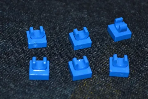 (6) 1x1 Blue Plate w/ Connector Clip on Top Bricks ~ New Lego Parts ~