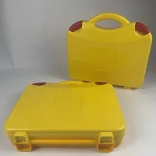 Lot Of 2 LEGO Yellow & Orange Plastic Carrying Case Storage Box With Dividers