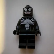 LEGO vintage Venom Minifigure Black Suit Monster Character White Spider Emblem
