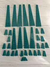 LEGO LOT DARK TURQUOISE 33 PCS 3X12 2X3 RIGHT LEFT WING PLATE VARIETY