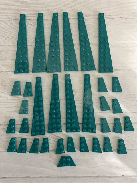 LEGO LOT DARK TURQUOISE 33 PCS 3X12 2X3 RIGHT LEFT WING PLATE VARIETY