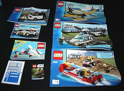 Lego City Instruction Book Lot Helicopter Boat Seaplane Police Car fun -Q -=