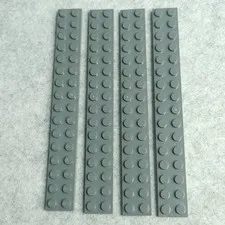 LEGO 4282 Plate 2 x 16 Dark Bluish Gray x4 Genuine