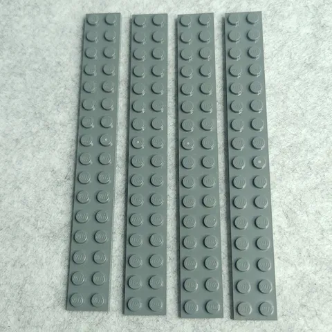 LEGO 4282 Plate 2 x 16 Dark Bluish Gray x4 Genuine