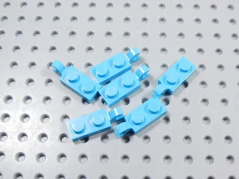 LEGO Lot of 6 Medium Azure 1x2 Modified Plates w/ Clip on End BM