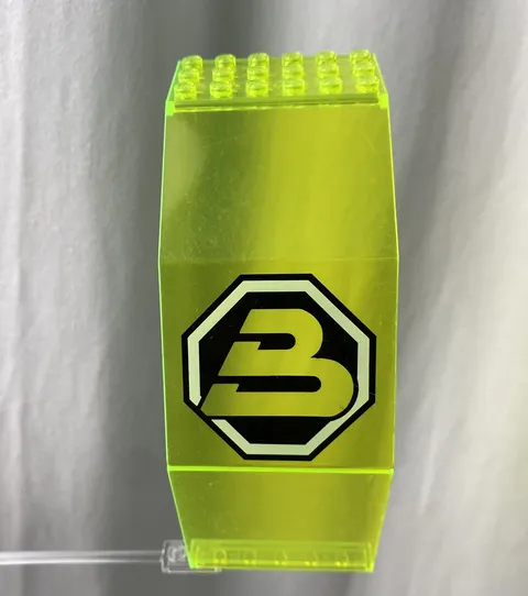LEGO Trans-Neon Green 2408p01 Panel 10 x 6 x 11 with Blacktron II Logo Pattern 