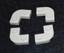 (4) 2x2 White Rounded "L" Tile w/ Pegs / Plate Bricks ~ New Lego Parts ~