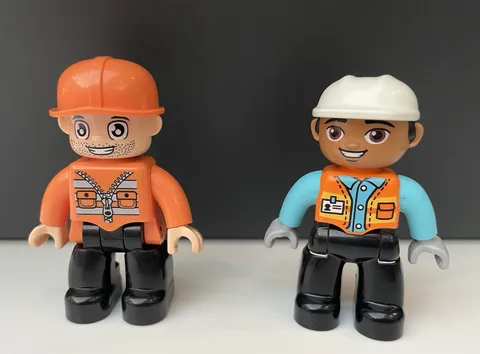 Lego Duplo Figures Lumberjack/Construction Worker orange/gray Orange/bluer