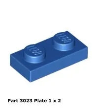 LEGO Blue 1x2 Plate (3023) - 100 New Pieces - Building Bricks