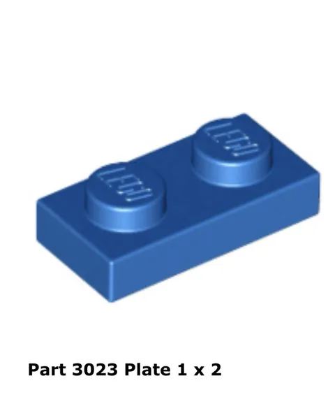 LEGO Blue 1x2 Plate (3023) - 100 New Pieces - Building Bricks