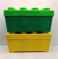 LEGO, 8 Stud Storage Cases, 2x Medium Containers, 14"x7"x7" Plastic Bin Box 2012