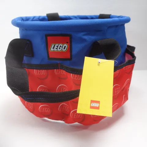 LEGO STORAGE Organizer Bag Pockets Red Blue Travel Tote Toy Bucket